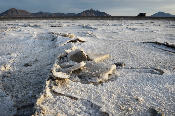 (Scott Sommerdorf | The Salt Lake Tribune)
The terrain underfoot on the salt flats at the Salt Flats 100 Endurance Run, Saturday, May 5, 2018.
