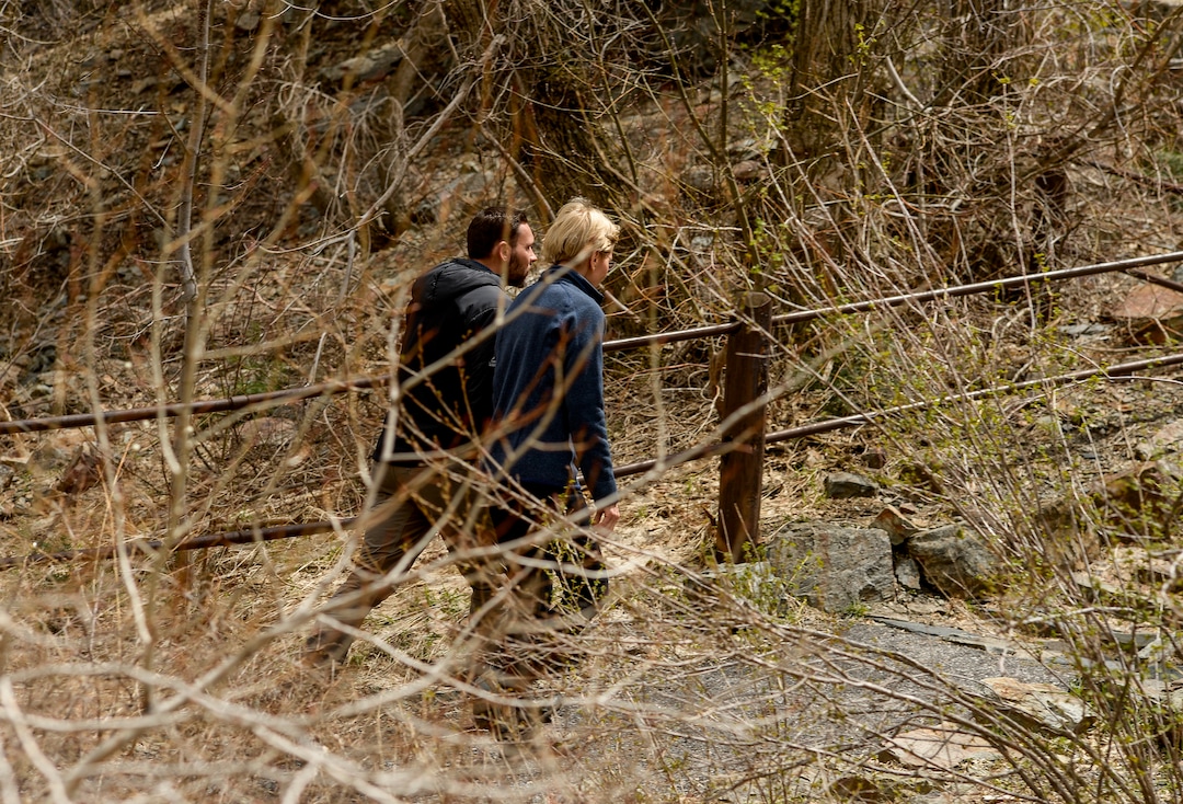 Leah Hogsten  |  The Salt Lake Tribune  Massachusetts Sen. Elizabeth Warren takes a walking tour with Carl Fisher, executive director of UtahÕs Save Our Canyons organizationat Storm Mountain Picnic Area in Big Cottonwood Canyon,  April 17, 2019 before speaking to Utah supporters Wednesday evening. Sen. Warren is a Democratic 2020 presidential candidate.   