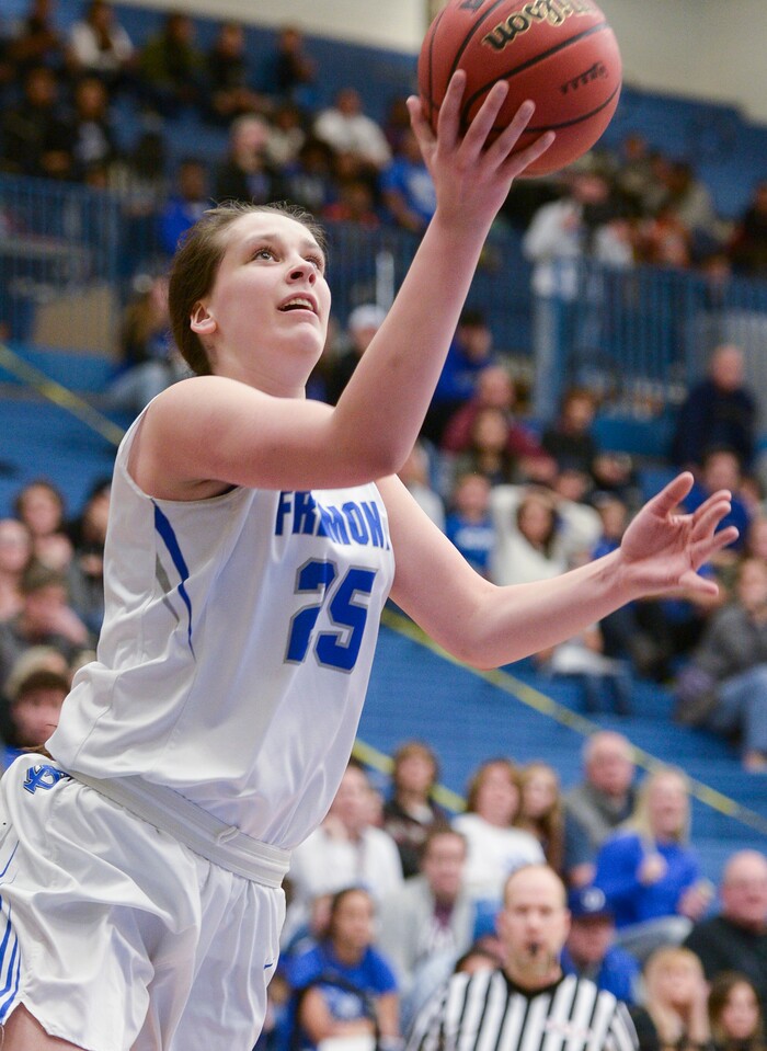 (Leah Hogsten  |  The Salt Lake Tribune) Fremont's Emma Calvert (25) had 10 rebounds and scored 21 points. Fremont defeated Bingham 61-47 to win the 6A High School Girls' Basketball Tournament title at SLCC in Taylorsville,Saturday, Feb. 24, 2018.