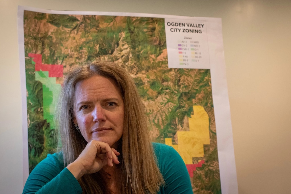 (Macy Lipkin | KUER) Ogden Valley City Mayor Janet Wampler in her office at the Huntsville town building, May 11, 2026.