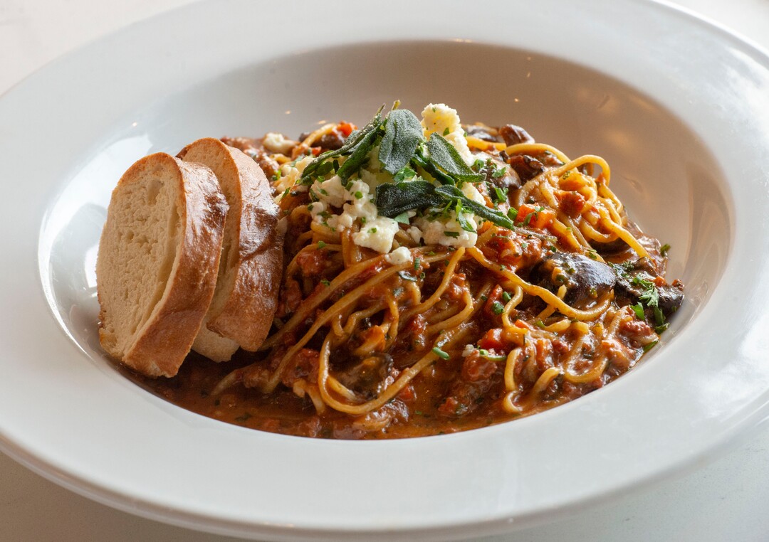 (Rick Egan  |  The Salt Lake Tribune)       Spaghetti Bolognese at Stratford Proper Cafe & Bistro. Tuesday, April 16, 2019.
