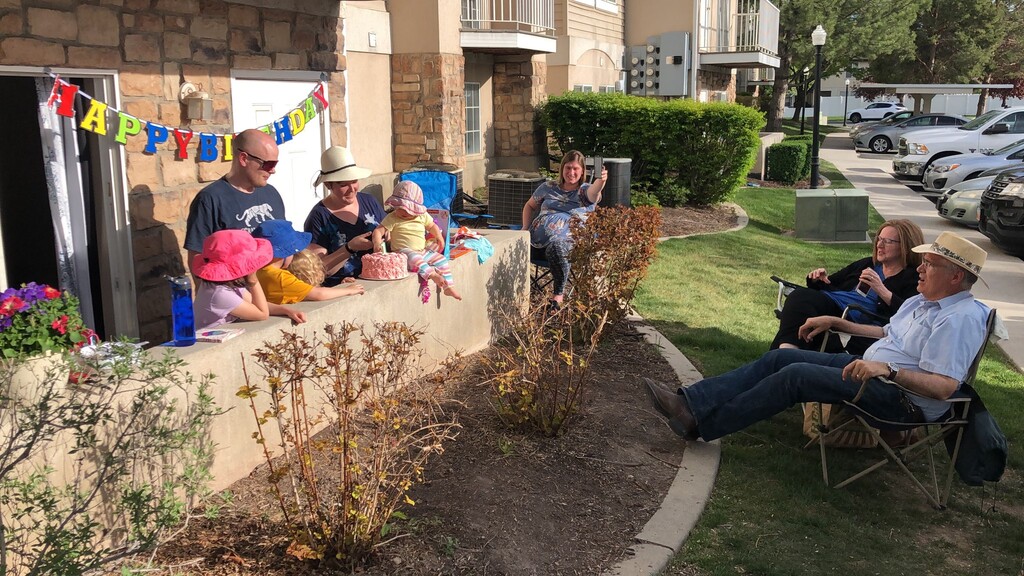 (Photo courtesy of Kyle and Sherri Walton) Grandparents Kyle and Sherri celebrate — from a distance — granddaughter Liza Baker's first birthday with their family.