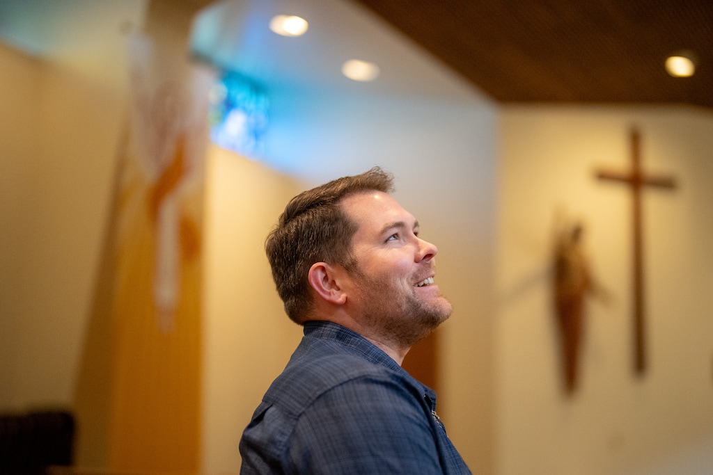 (Trent Nelson  |  The Salt Lake Tribune) Samuel Smith found a "state of grace" by converting the Catholicism and worshipping at St. Olaf Catholic Church in Bountiful.