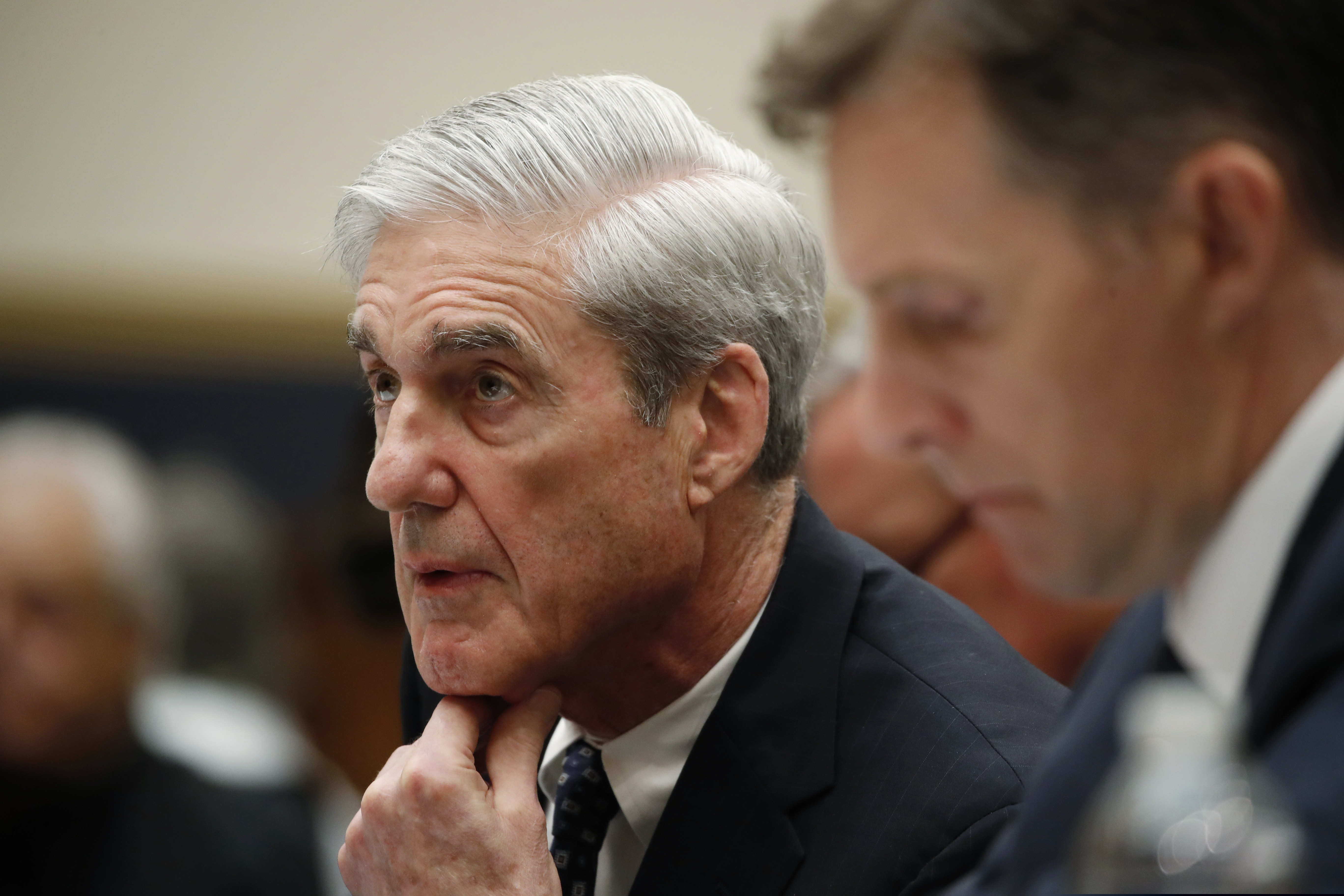 (Alex Brandon | AP Photo) Former special counsel Robert Mueller, accompanied by his top aide in the investigation Aaron Zebley, right, testifies before the House Judiciary Committee hearing on his report on Russian election interference, on Capitol Hill, Wednesday, July 24, 2019 in Washington.