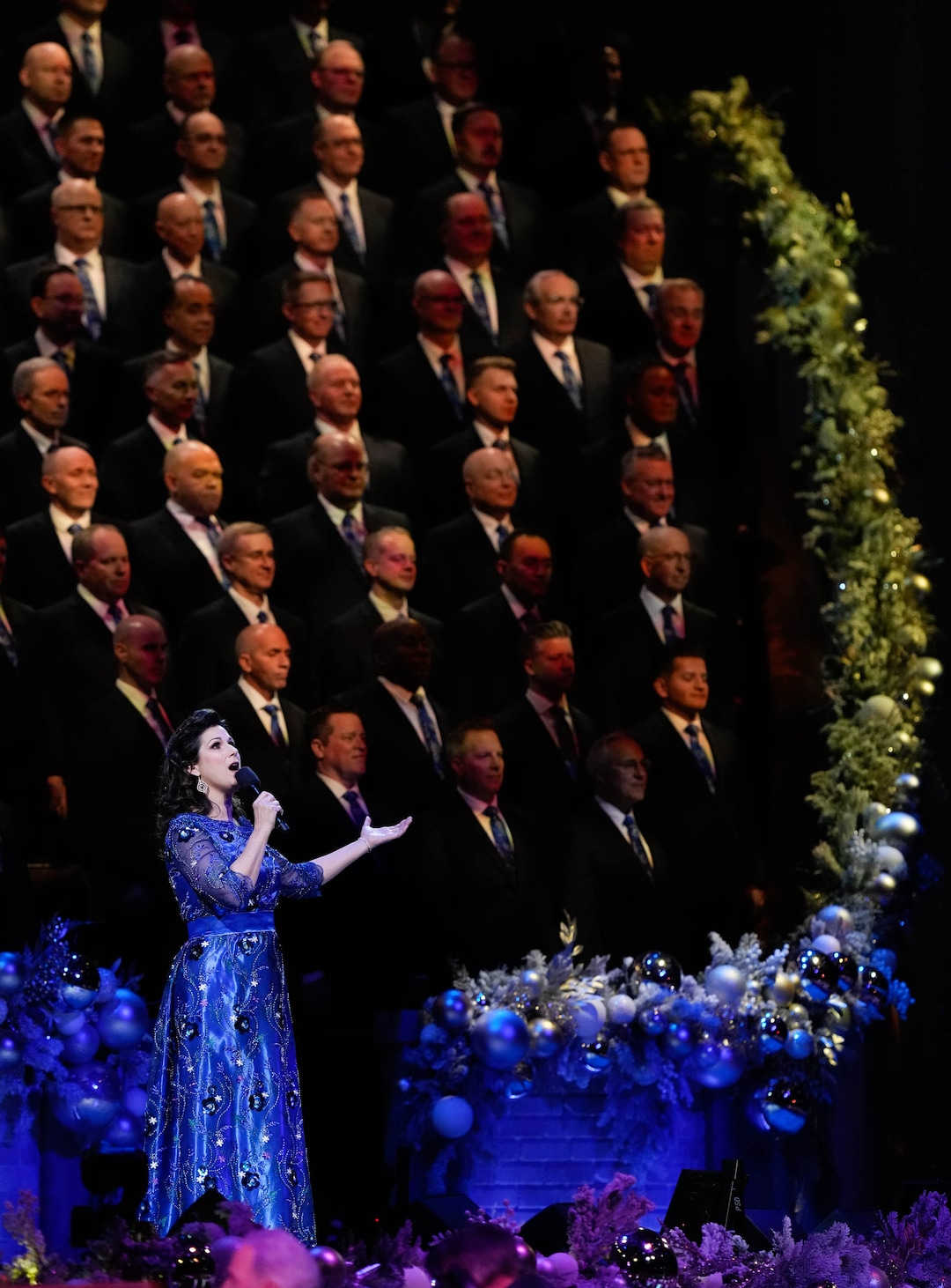 (Francisco Kjolseth | The Salt Lake Tribune) Stephanie J. Block sings with The Tabernacle Choir at Temple Square as it holds its annual Christmas Concert on Thursday, Dec. 11, 2025,