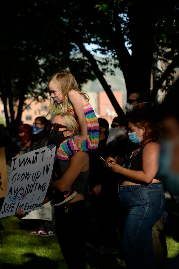 (Leah Hogsten  |  The Salt Lake Tribune)  Protest against police brutality in Salt Lake City on Monday, June 1, 2020.