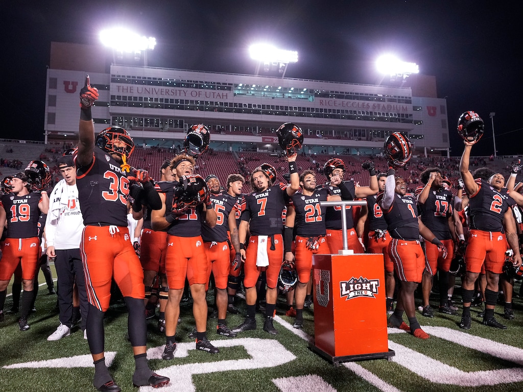 (Leah Hogsten | The Salt Lake Tribune) The University of Utah defeated San Diego State at Rice-Eccles Stadium in Salt Lake City on Saturday, Sept. 17, 2022.
