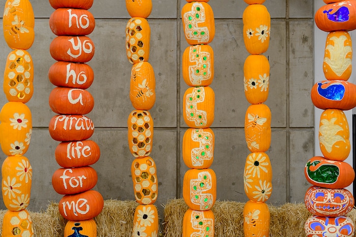 (Trent Nelson | The Salt Lake Tribune) Carved pumpkins at the Utah State Fair in Salt Lake City, Thursday September 7, 2017.
