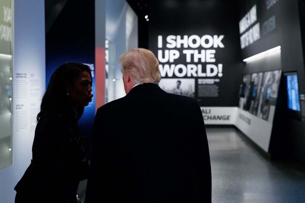 President Donald Trump tours the National Museum of African American History and Culture, Tuesday, Feb. 21, 2017, in Washington. (AP Photo/Evan Vucci)