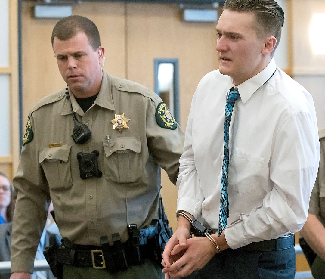 (Eli Lucero  |  Herald Journal, pool) Colter Peterson is led out of the courtroom during a recess at his sentencing hearing for attempted aggravated murder and robbery, Thursday, Feb. 1, 2018, in Logan, Utah. Peterson received a sentence of 15 years to life for shooting Deserae Turner in February 2017, and leaving her for dead in a dry irrigation canal in Smithfield, Utah.