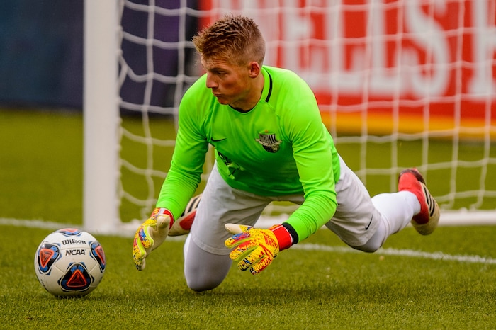 (Trent Nelson  |  The Salt Lake Tribune)  Weber's Charles Wheelwright makes a save as Weber faces Copper Hills High School in the 6A boys state championship game at Rio Tinto Stadium in Sandy, Thursday May 23, 2019.