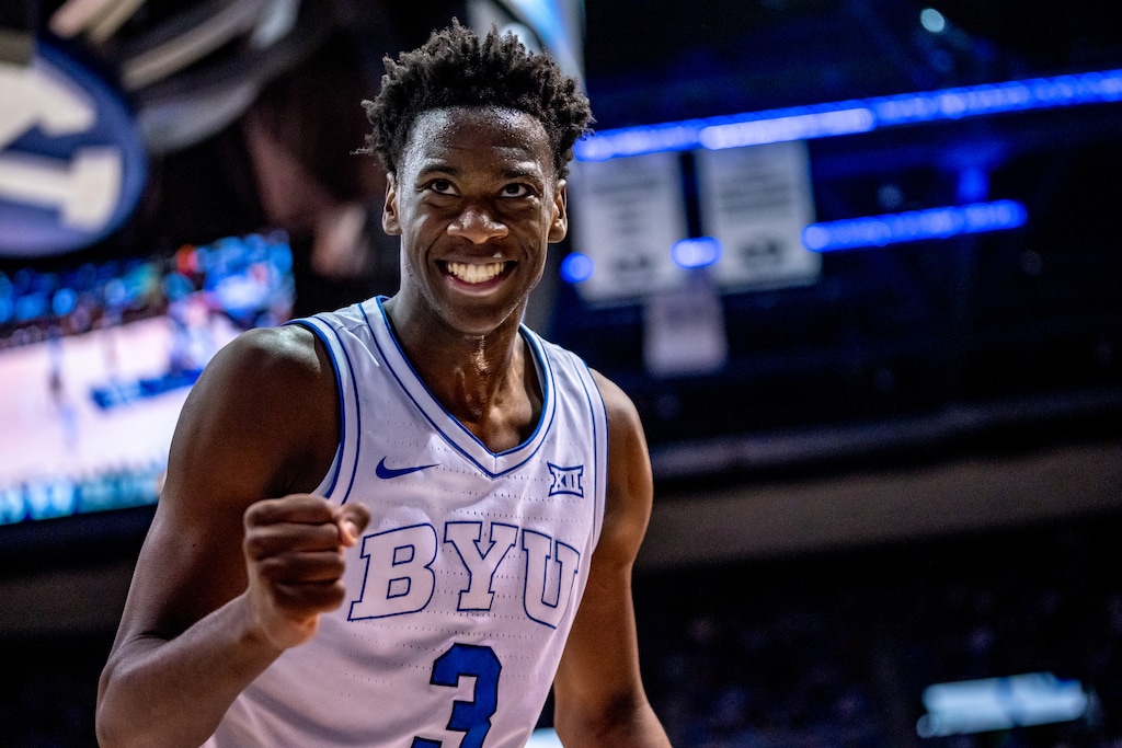 (Trent Nelson  |  The Salt Lake Tribune) Has BYU forward AJ Dybantsa (3) reclaimed his status as the No. 1 prospect in college hoops?