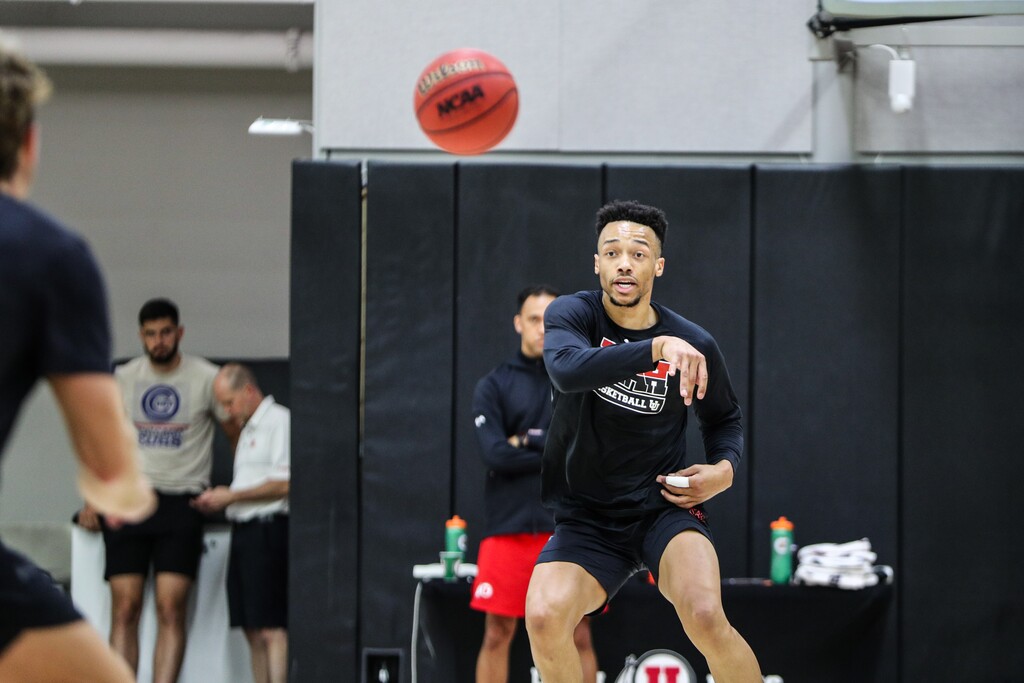 (University of Utah) University of Utah's Marco Anthony passes the ball during a recent practice.