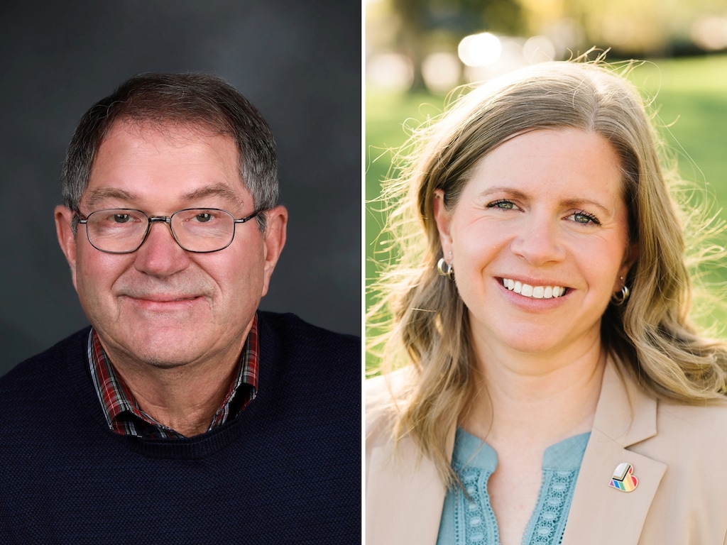 (Campaign photos) Bob Stevenson, left, and Abigail Treasure, candidates for the 2026 House District 16 election.