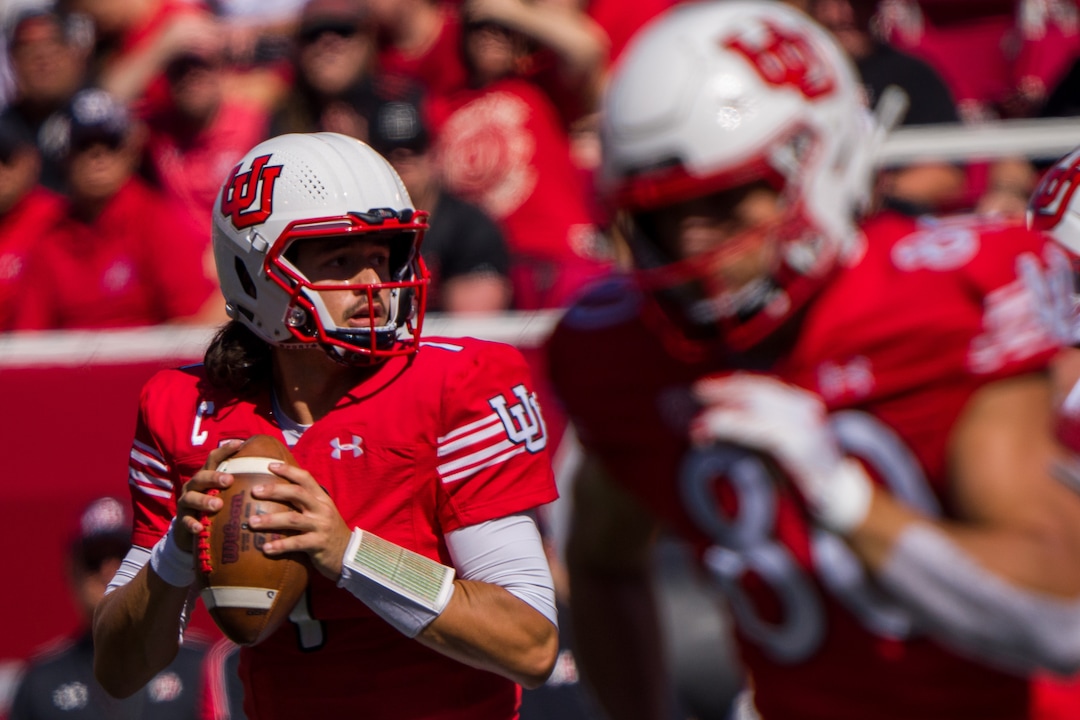 (Trent Nelson  |  The Salt Lake Tribune) Utah Utes quarterback Cameron Rising (7) as the University of Utah hosts Washington State, NCAA football in Salt Lake City on Saturday, Sept. 25, 2021.