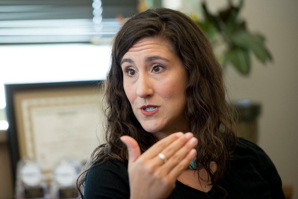 (Jeremy Harmon  |  The Salt Lake Tribune) Congressional candidate Shireen Ghorbani talks about issues central to her campaign during a meeting with The Salt Lake Tribune editorial board on Monday, Sept. 24, 2018.
