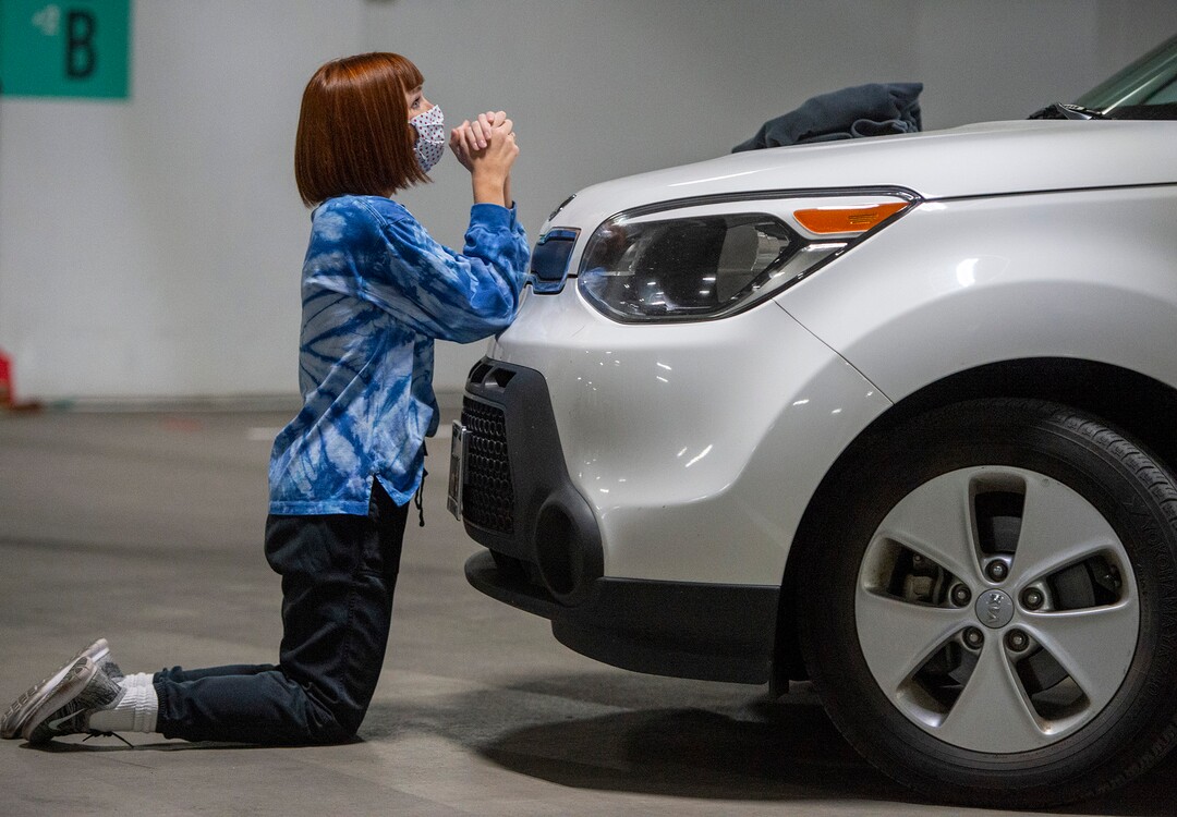 (Rick Egan  |  The Salt Lake Tribune)  Scout Smith rehearses with Salt Lake City theater troupe SONDERimmersive for  "Through Yonder Window," a theater-and-movement adaptation of "Romeo and Juliet." The performers stay at least 6 feet apart and audience members will stay in their cars.