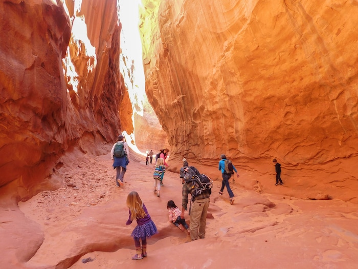 (Erin Alberty|The Salt Lake Tribune) Children play in Leprechaun Canyon on April 29, 2017.