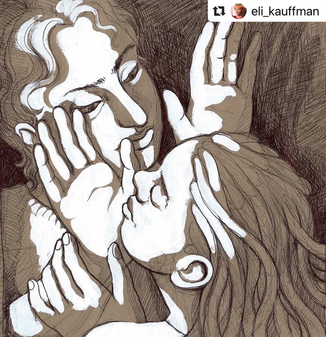 (Eli Kauffman  |  courtesy @coronaartcollective) A sketch, "Kissing Palms," by Salt Lake City artist Eli Kauffman is one of the works displayed on the Instagram account @coronaartcollective, an online space for artists to show their work while stuck at home because of the coronavirus pandemic.