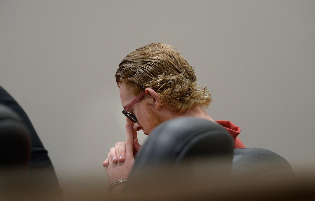 (Scott Sommerdorf   |  The Salt Lake Tribune)   Defendant Tyerell Joe Przybycien, 18, of Spanish Fork, sits during his preliminary hearing, Wednesday, August 23, 2017.  Przybycien is charged with first-degree felony murder for buying items used by a 16-year-old girl to hang herself on May 5 in Utah County.  Przybycien also recorded the girl's death, according to charges.