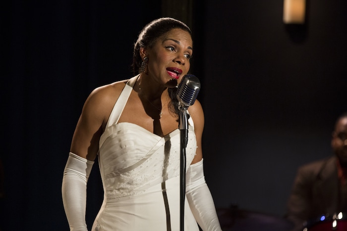 In this image released by HBO, Audra McDonald appears in a scene from, "Lady Day at Emerson's Bar & Grill." On Thursday, July 14, 2016, McDonald was nominated for outstanding actress in a limited series or movie for her role as Billie Holiday. The 68th Primetime Emmy Awards will be broadcast live on ABC beginning at 8 p.m. ET on ABC. (Michele K. Short/HBO via AP)
