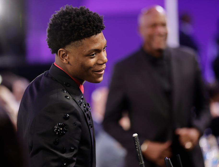 (Adam Hunger | AP) Ace Bailey reacts after being selected fifth by the Utah Jazz in the first round of the NBA basketball draft, Wednesday, June 25, 2025, in New York.