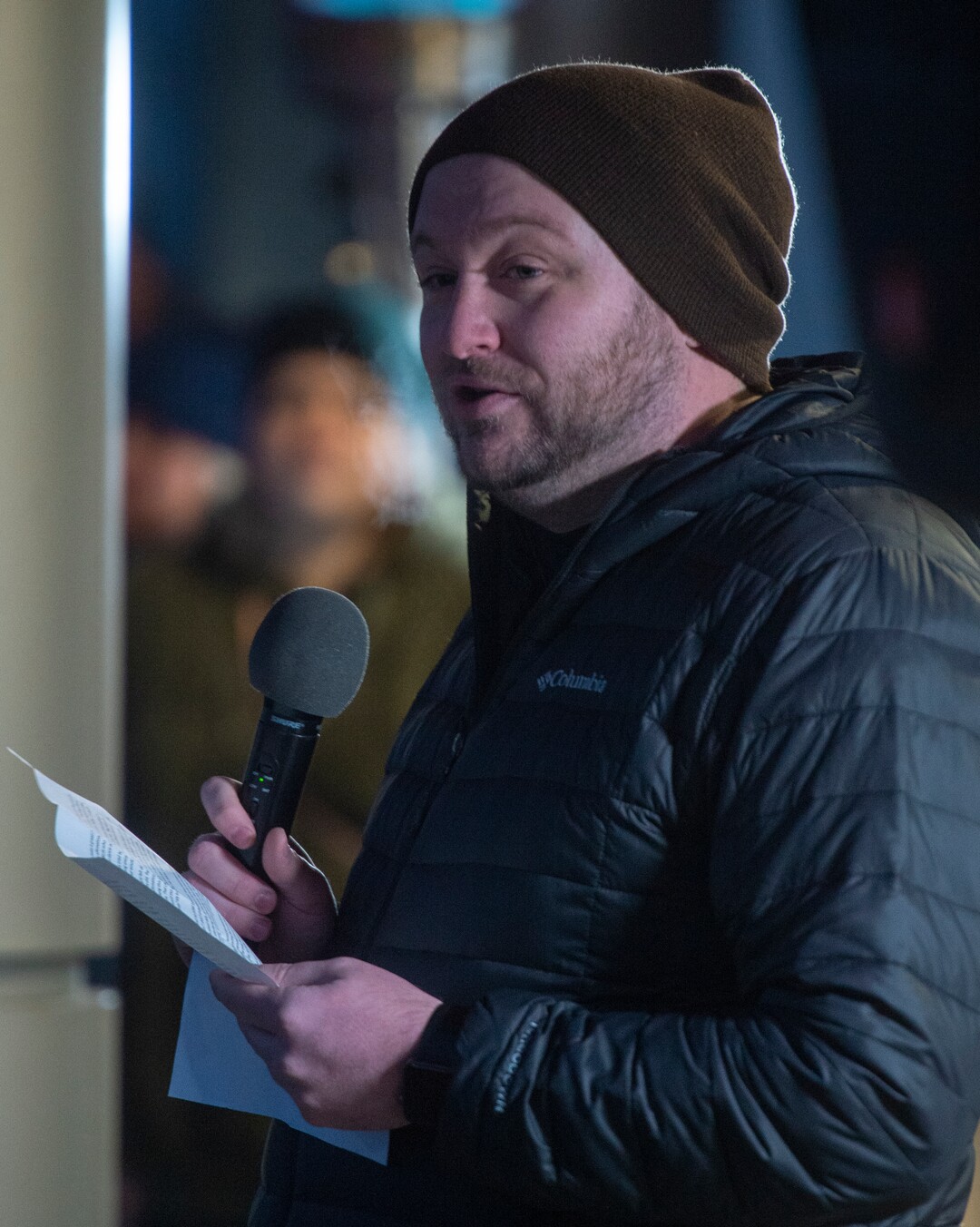 (Rick Egan  |  The Salt Lake Tribune)      Michael Carter, a co-worker of David Stokoe, says a few words a vigil for Stokoe at the RanLife Home Loans building where he worked in Sandy, Monday, Jan. 21, 2019.