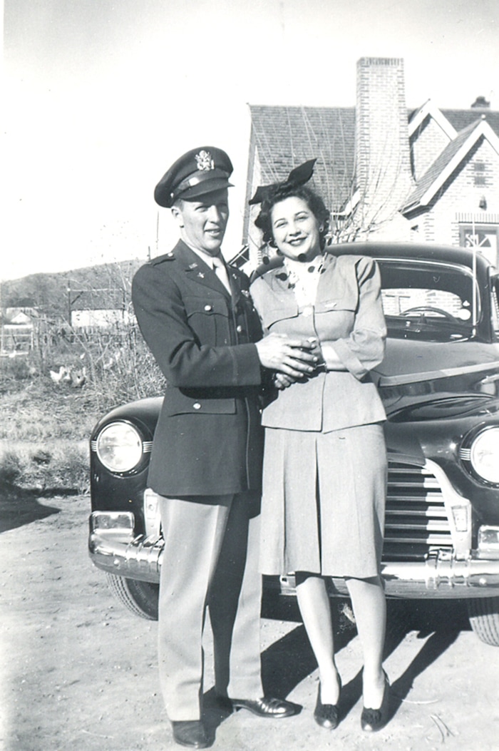 (Courtesy of the Imperial War Museum and the Lonnie Moseley family) Lonnie Moseley poses with Carol Moseley in an undated photograph.