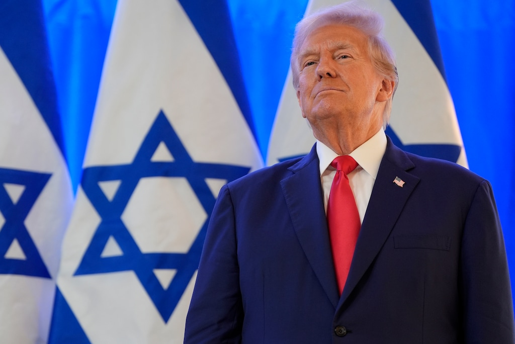 Donald Trump listens during an event on combating antisemitism at Trump National Golf Club, Thursday, Aug. 15, 2024, in Bedminster, N.J. (AP Photo/Julia Nikhinson)