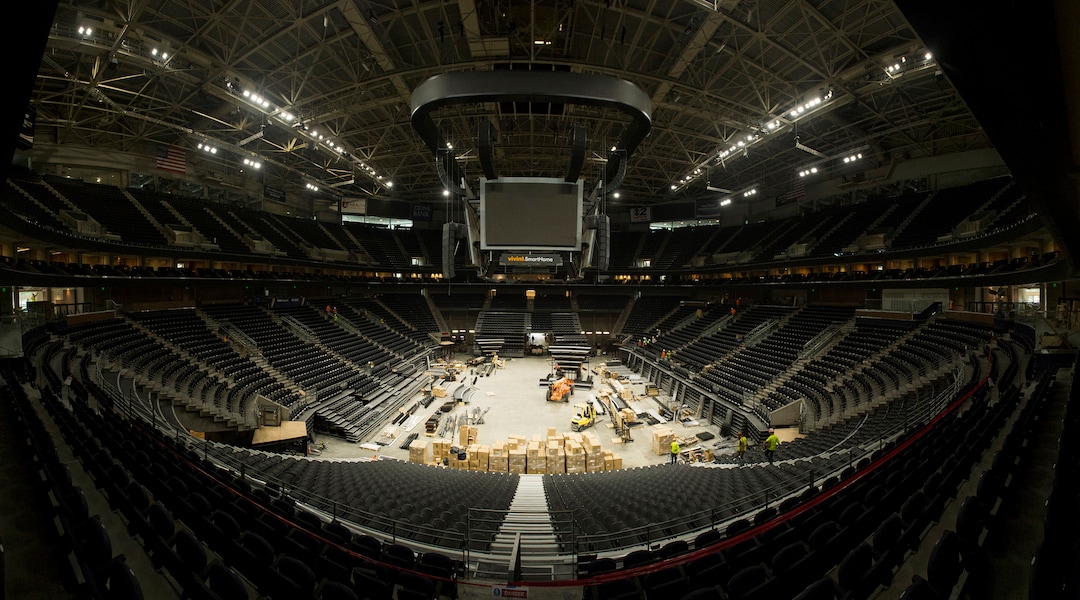 (Rick Egan  |  The Salt Lake Tribune)  A nine-picture composite of the main level of the Vivint Smart Home Arena. It should be finished in one more week. Friday, September 15, 2017.
