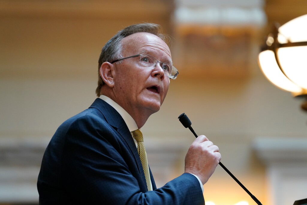 (Rick Bowmer | AP file photo) Senate President Stuart Adams, R-Layton, is shown here speaking at the Utah Capitol on Aug. 20, 2020, during a special session. Monday, Adams joined other legislative leaders at a Utah Taxpayers Association conference in saying Utahns can likely expect a tax cut in the upcoming session.