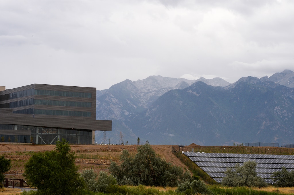 (Chris Samuels | The Salt Lake Tribune) A solar farm at the new Zions Technology Center in Midvale, Friday, July 15, 2022.