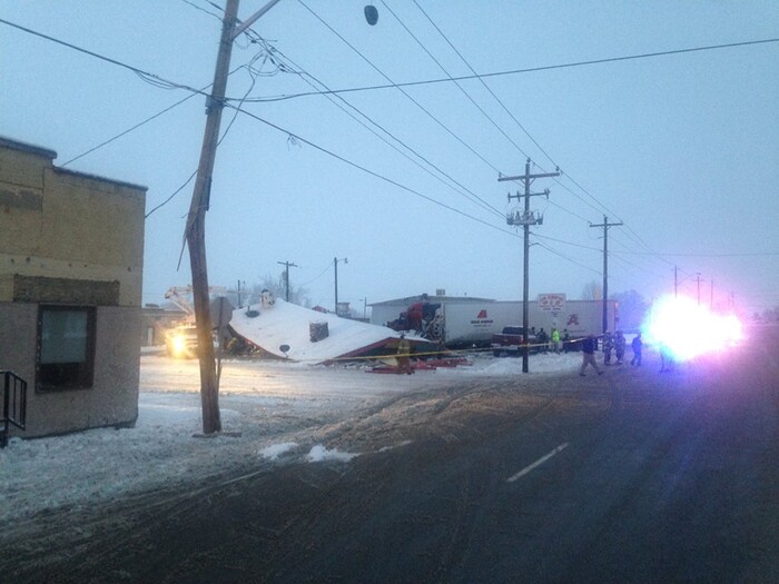 (Photo courtesy Welington Police) A semi truck crashed Wednesday into the Los Jilbertos restaurant in Wellington, Utah, a Carbon County town about 8 miles southeast of Price. No serious injuries were reported.