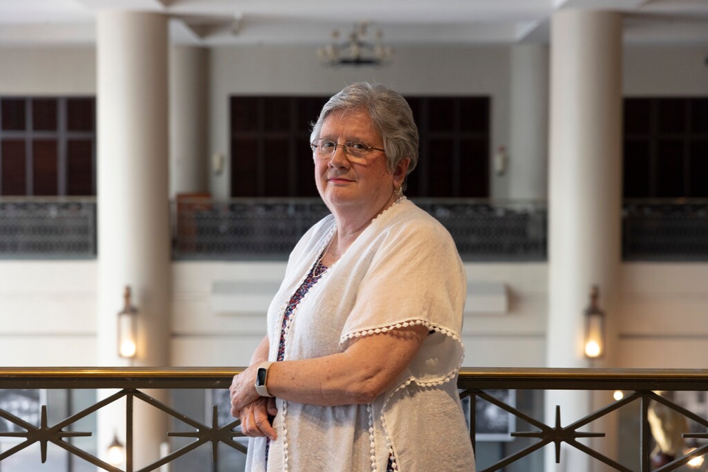 (Christiana Botic | The New York Times) Linda Barnes Popham, who has been the pastor of Fern Creek Baptist Church in Louisville, Ky., for 30 years, in New Orleans, June 12, 2023. Some conservatives in the evangelical denomination fear a liberal drift, and are set to vote on a strict ban against women in church leadership Ñ two churches are appealing their expulsions.