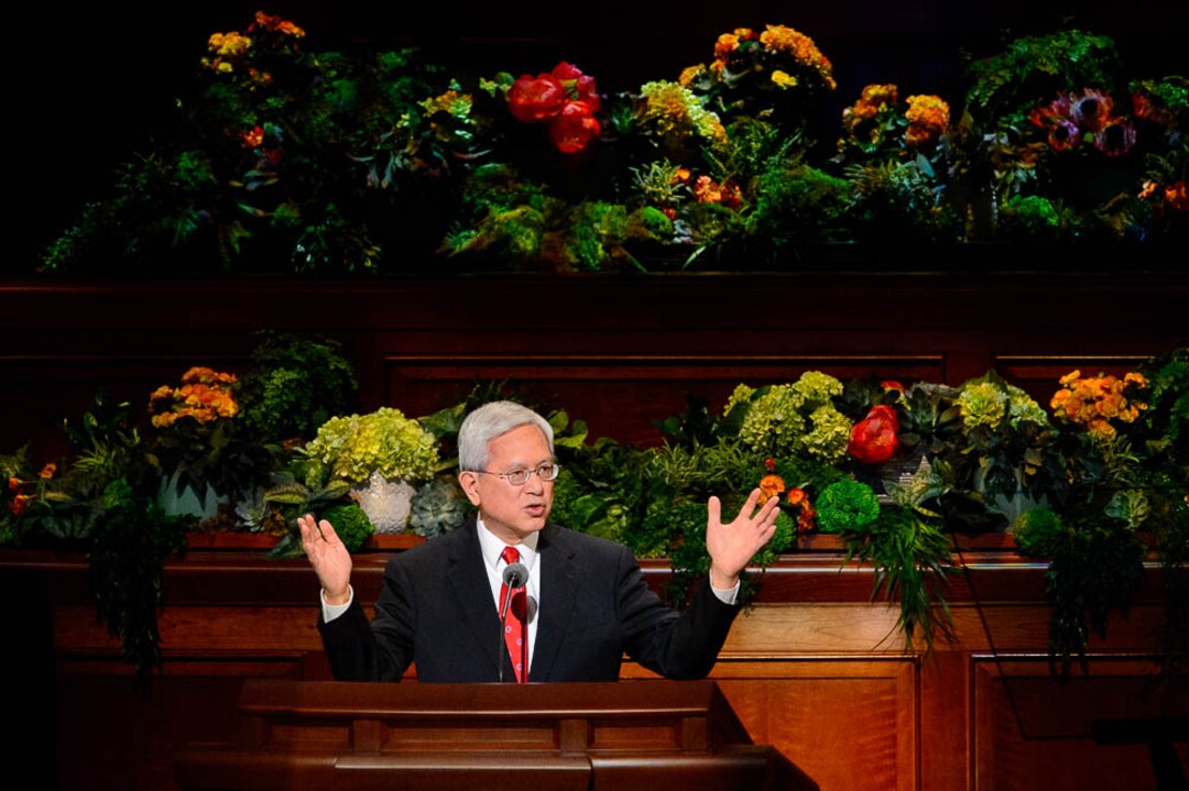 (Trent Nelson  |  The Salt Lake Tribune)  Gerrit W. Gong speaks during the afternoon session of the189th Annual General Conference of The Church of Jesus Christ of Latter-day Saints in Salt Lake City on Sunday April 7, 2019.
