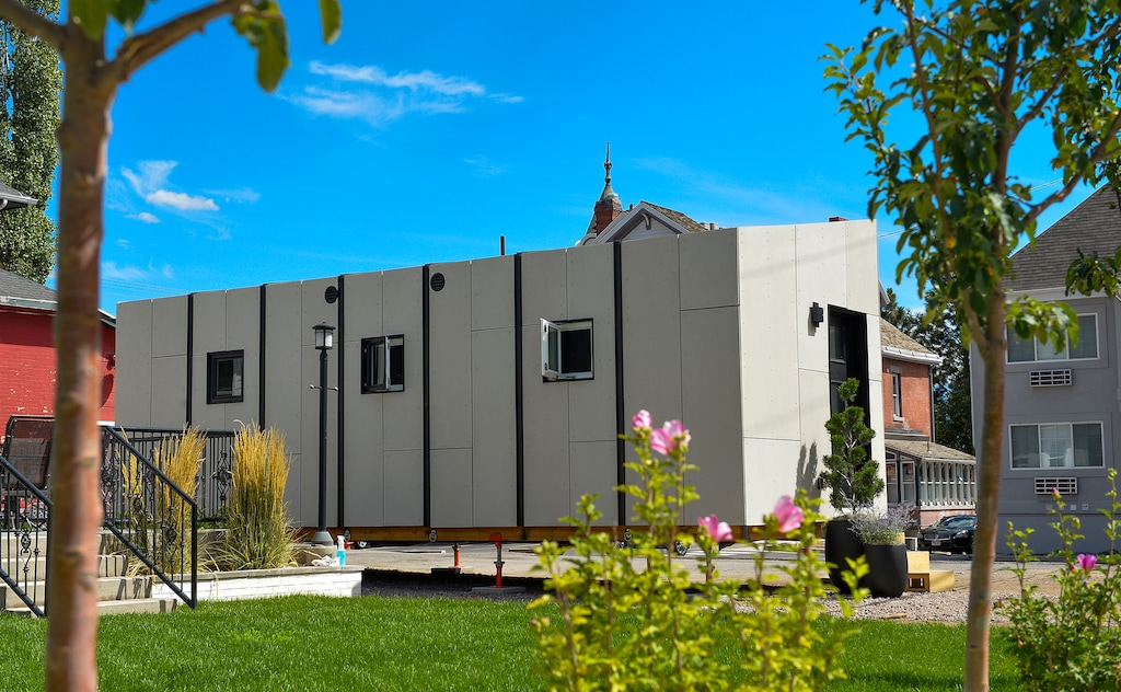 (Chris Samuels | The Salt Lake Tribune) A model of a tiny home on display at The Other Side Academy in Salt Lake City on Monday, Aug. 15, 2022. The City Council signed off on a proposed village of tiny houses at its Tuesday meeting.