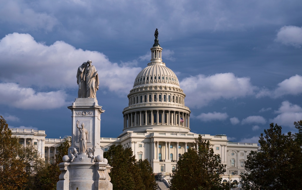 (AP Photo/J. Scott Applewhite)
The U.S. Capitol is seen as the House is set to begin public impeachment inquiry hearings as lawmakers debate whether to remove President Donald Trump from office, in Washington, Tuesday, Nov. 12, 2019. At left is the Peace Monument. The hearings start Wednesday.