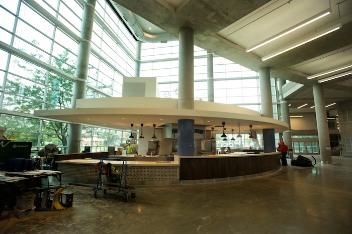 (Rick Egan  |  The Salt Lake Tribune)  New dining area, on the main concourse in the Vivint Smart Home Arena, It should be finished in one more week. Friday, September 15, 2017.



