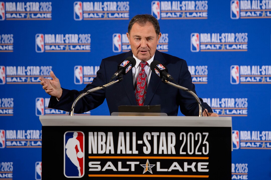 (Trent Nelson  |  The Salt Lake Tribune)Utah Governor Gary Herbert speaks as the Utah Jazz and NBA announce that Salt Lake City will host the 2023 NBA All-Star Game at a news conference on Wednesday Oct. 23, 2019.