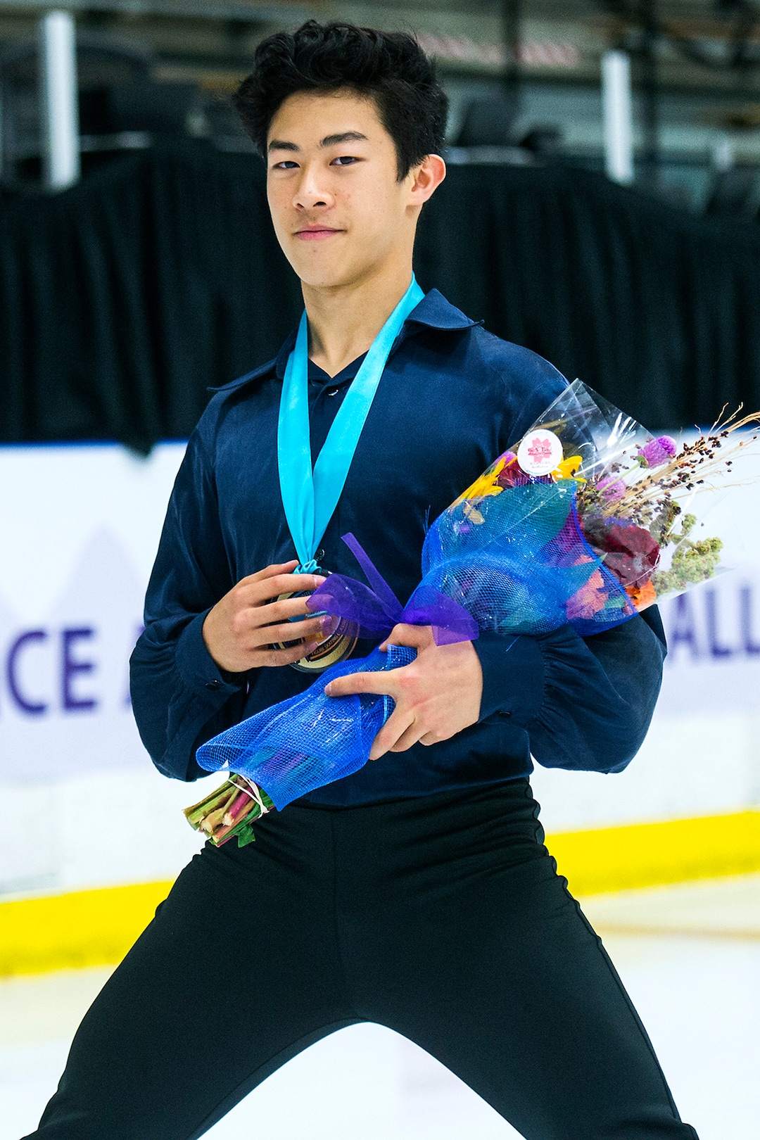(Chris Detrick  |  The Salt Lake Tribune)   Nathan Chen poses for photos after winning the Men's Free Skate during the U.S. International Figure Skating Classic at the Salt Lake City Sports Complex Friday, September 15, 2017. 