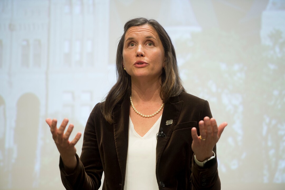 (Jeremy Harmon  |  The Salt Lake Tribune) Salt Lake mayoral candidate Erin Mendenhall makes a point during a debate with Luz Escamilla on Monday, Oct. 14, 2019.