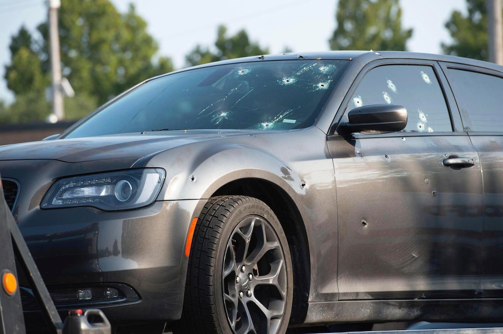 (Shelly Yang | The Kansas City Star via AP)

A gray car with multiple bullet holes was involved in a fatal shooting on Monday, Sept. 21, 2020, in Kansas City. Authorities have identified a child killed in a triple shooting in Kansas City as a 1-year-old boy, making him the city’s youngest homicide victim this year, police said. Tyron Payton was in the back seat of a car with three other adults when someone opened fire on their vehicle Monday afternoon, police said.