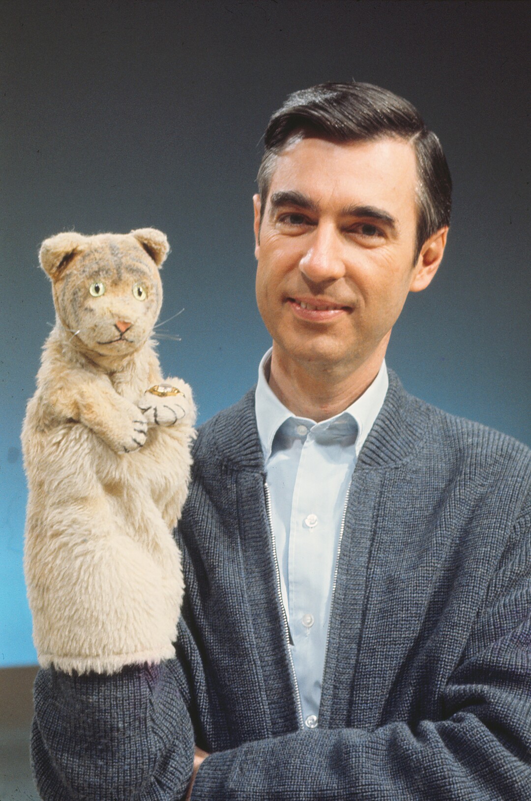 (Courtesy Focus Features) Fred Rogers with Daniel Tiger from his show "Mr. Rogers' Neighborhood" from the film, "Won't You Be My Neighbor," a Focus Features release premiering at the 2018 Sundance Film Festival.