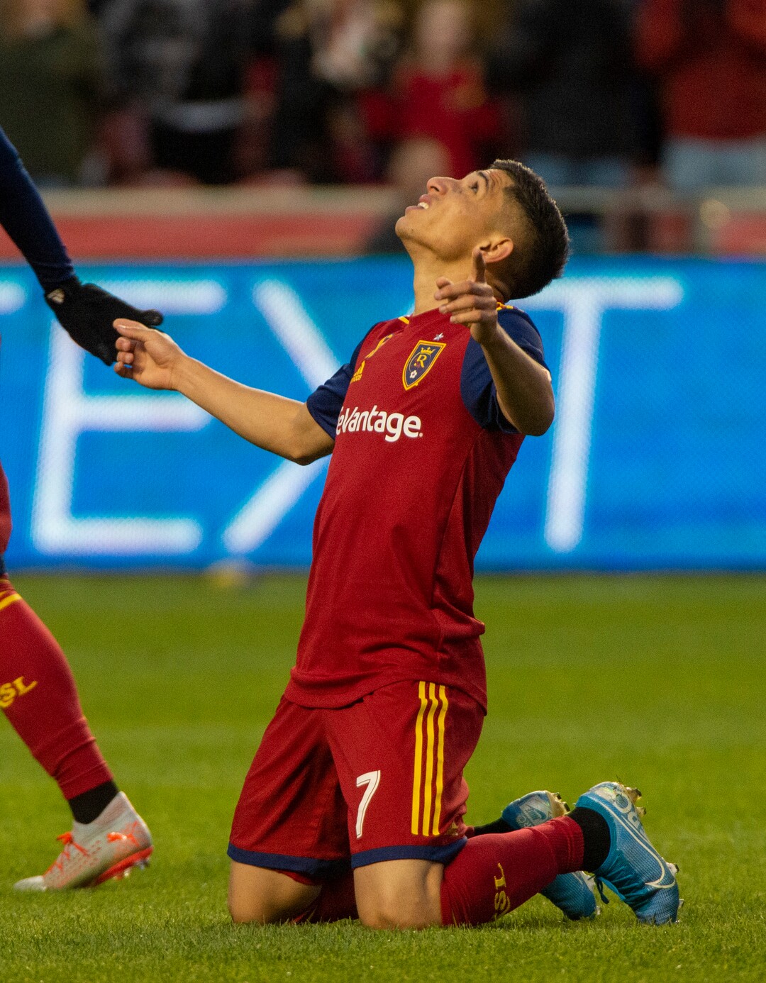 (Rick Egan  |  The Salt Lake Tribune)   Real forward Jefferson Savarino (7) reacts after scoring a goal for Salt Lake in MLS soccer action, at Rio Tinto Stadium, Sunday, Sept. 29, 2019.