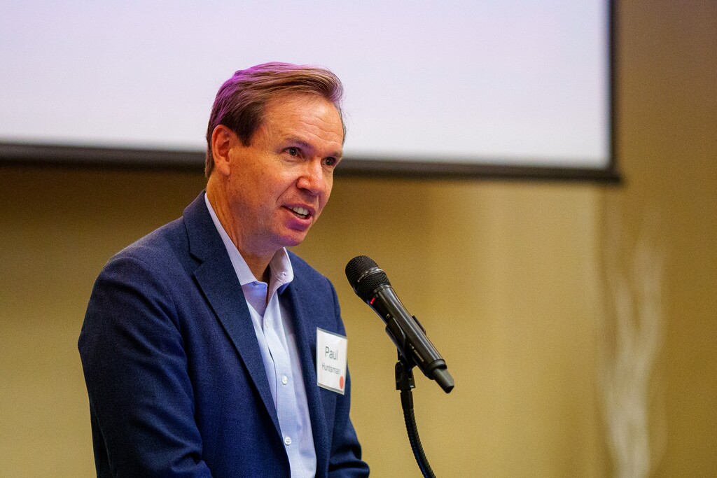 (Trent Nelson | The Salt Lake Tribune) Paul Huntsman speaks at an event in West Valley City on Monday, Sept. 13, 2021. The chair of the nonprofit Salt Lake Tribune’s board of directors has founded a new website and weekly newspaper in Southern California.