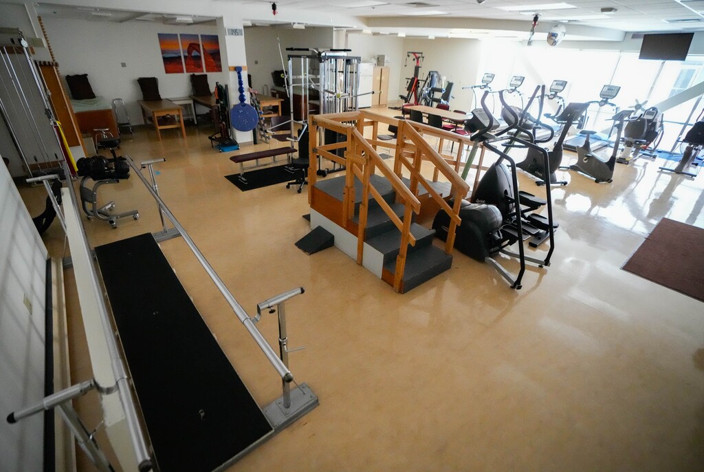 (Francisco Kjolseth  | The Salt Lake Tribune) The physical therapy department is pictured at the Utah State Hospital in Provo on Tuesday, April 22, 2025. About 80 patients undergo physical therapy every day. 