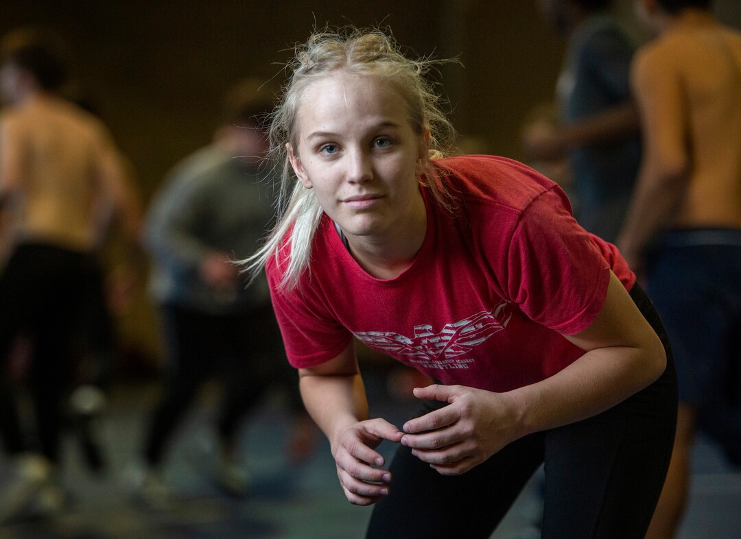 (Rick Egan | The Salt Lake Tribune)   Sage Mortimer, the best female wrestler in Utah and one of the best in the country, at American Leadership Academy, Thursday, Feb. 4, 2021.
