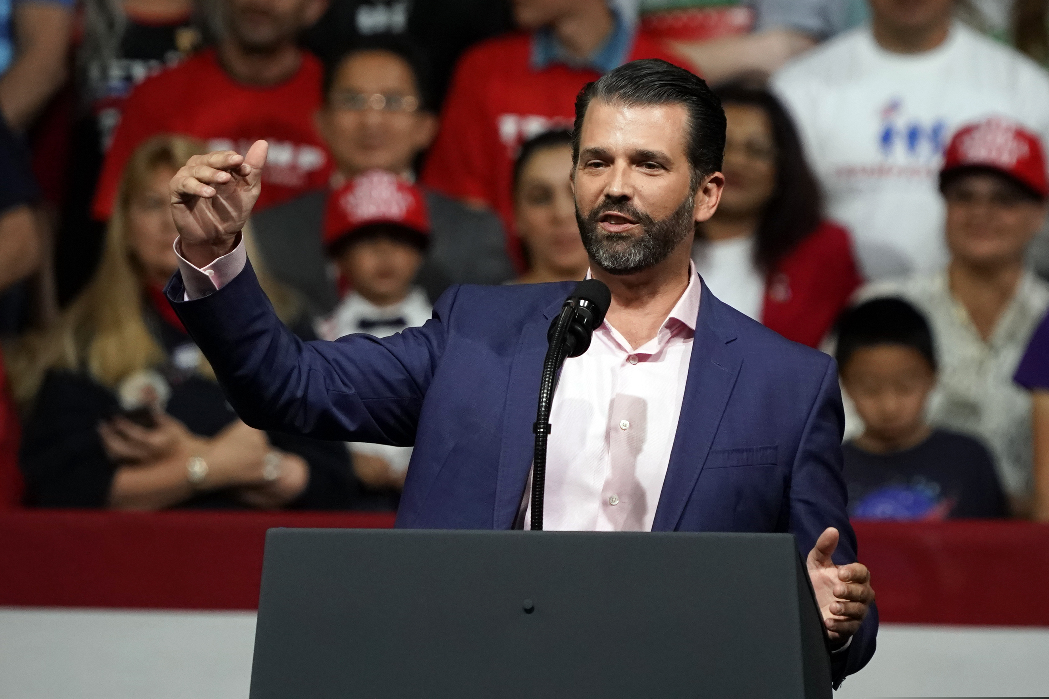 (Rick Scuteri | AP file photo)

In this Feb. 19 photo, Donald Trump Jr. speaks at a rally before his dad and President Donald Trump appears in Phoenix. The Alaska Department of Fish and Game on Monday, Feb. 24, 2020, confirmed that Trump Jr. applied for and received a permit to hunt for a grizzly bear in 2020 in game management units north and east of Nome.