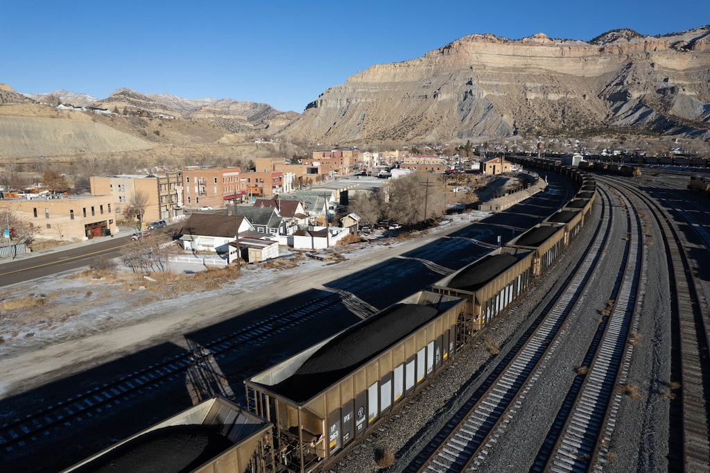 (Francisco Kjolseth | The Salt Lake Tribune) Coal transportation and rail operations along US-6 in Helper on Tuesday, Dec. 6, 2022. Utahns pay the lowest rates in the nation for electricity, even though coal, one of its historically biggest power sources, is on the decline.