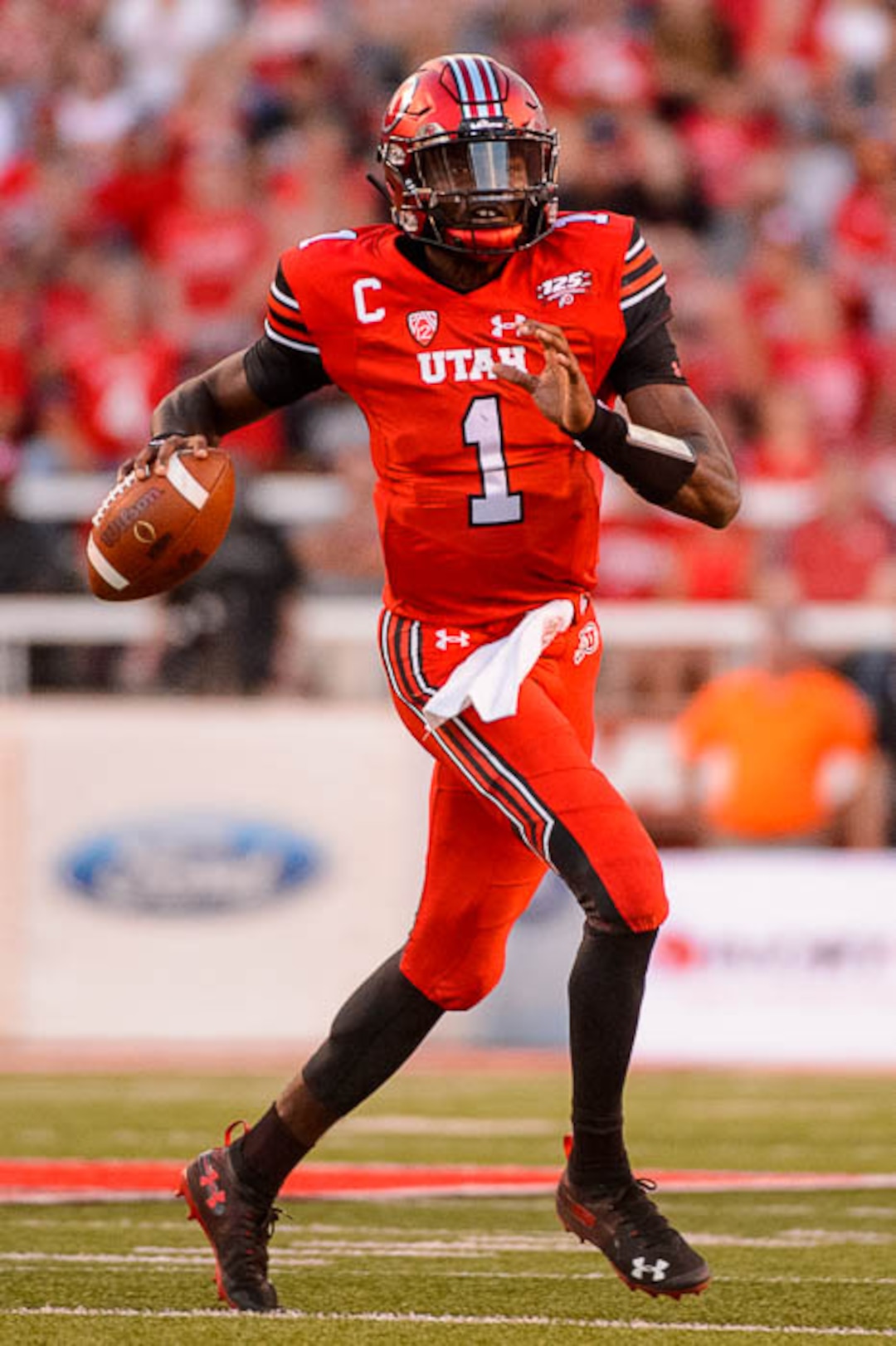 (Trent Nelson | The Salt Lake Tribune)  Utah Utes quarterback Tyler Huntley (1) as the University of Utah Utes host the Weber State Wildcats, Thursday Aug. 30, 2018 at Rice-Eccles Stadium in Salt Lake City.